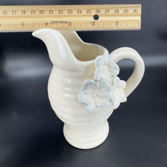 Grasslands Road Ceramic Small Pitcher Creamer With 3D Flowers Carafe Jug - Picture 5 of 12